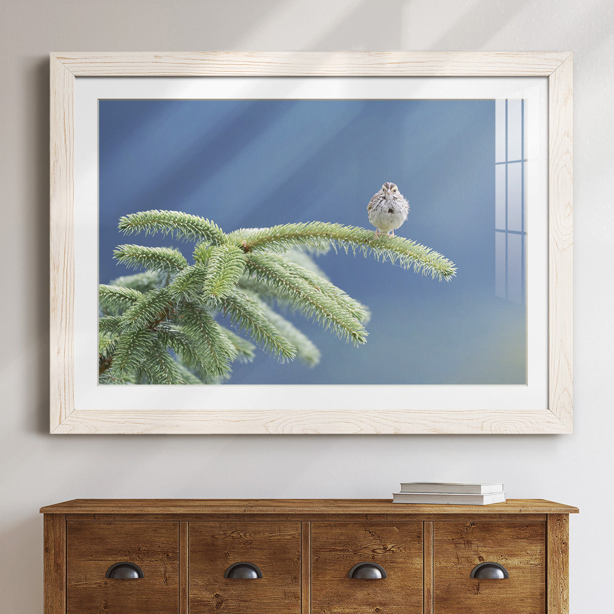 Evergreen Perch - Barnwood Framed Art Print