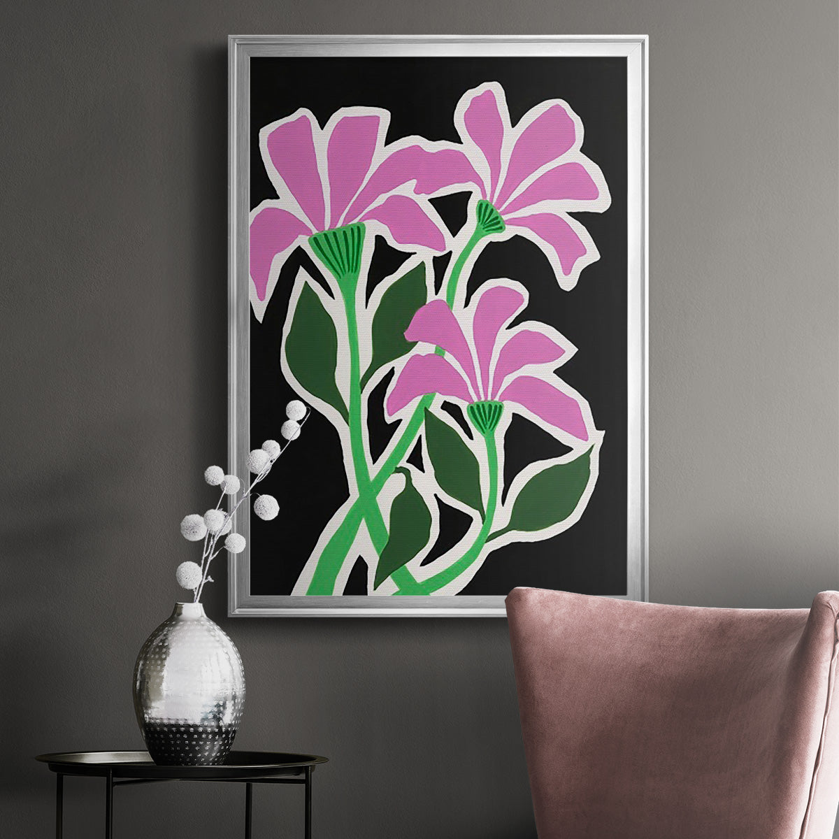 Pop Flowers V - Modern Framed Canvas Print