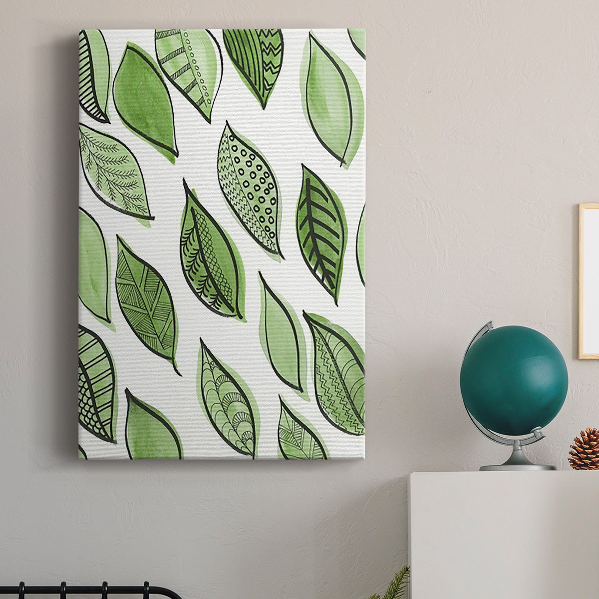 Patterned Leaf Shapes IV - Canvas Art Print