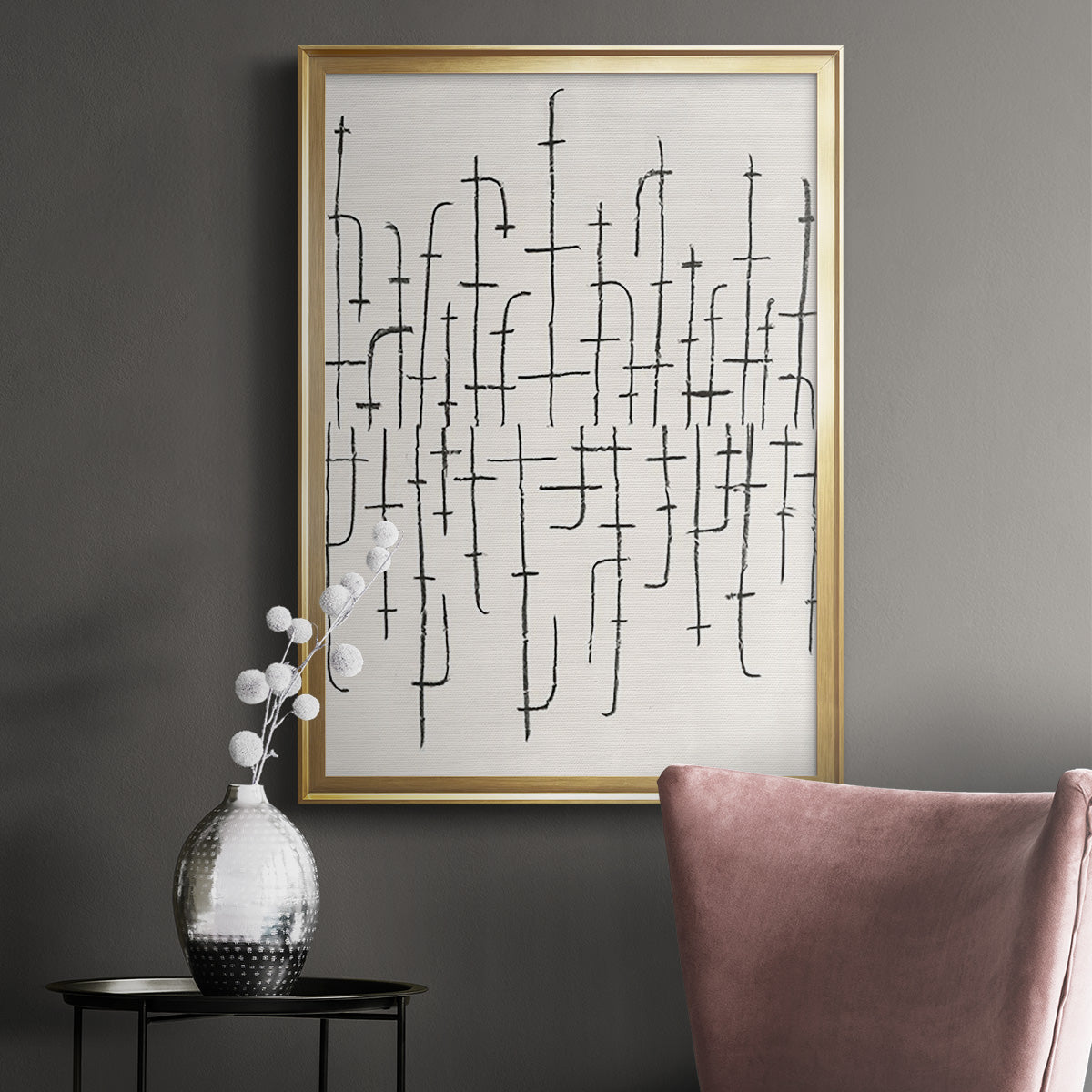 Vertical Arrangement II - Modern Framed Canvas Print