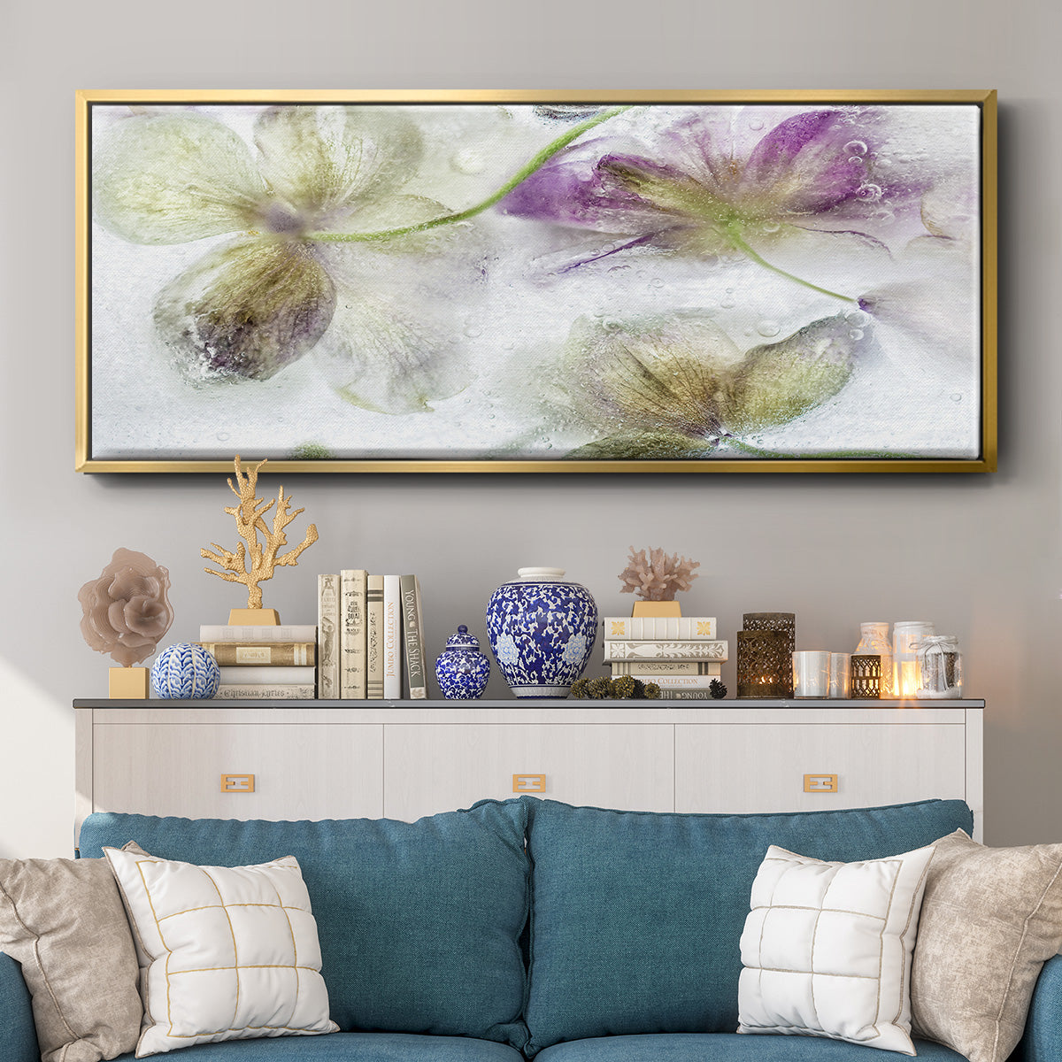 Frozen Floral IV - Floater Framed Canvas Print