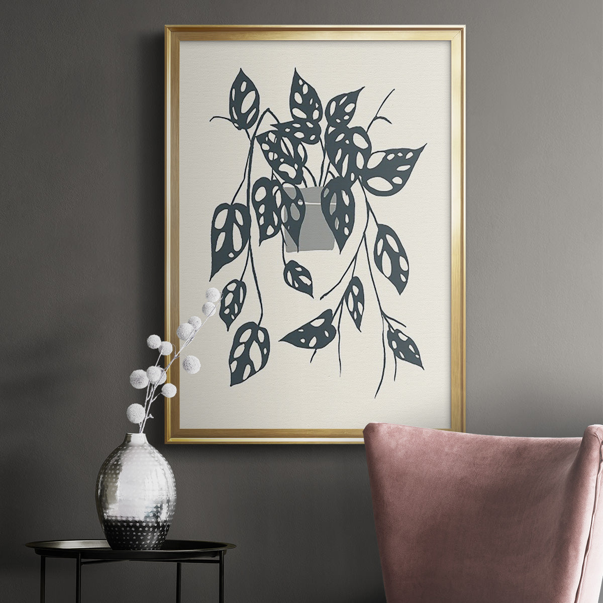Growing Leaves V - Modern Framed Canvas Print