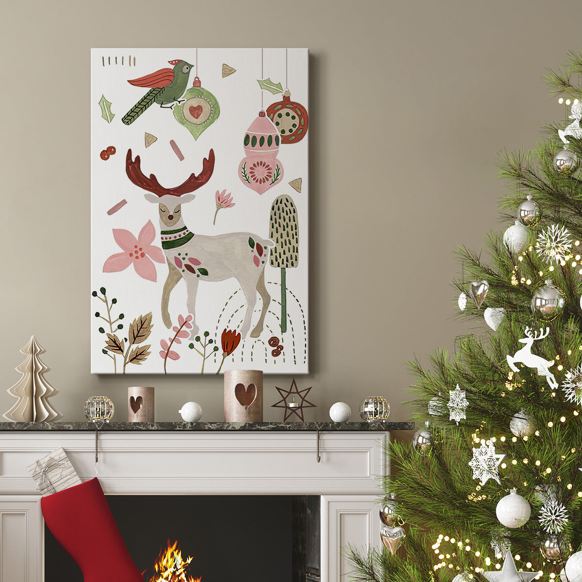 Reindeer Wishes Collection B - Gallery Wrapped Canvas