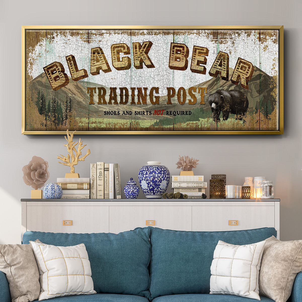 Black Bear Trading Post - Floater Framed Canvas Print