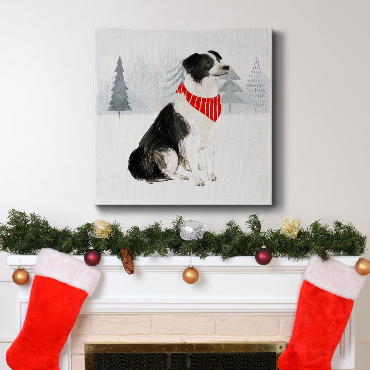 Christmas Cats and Dogs II-Premium Gallery Wrapped Canvas - Ready to Hang