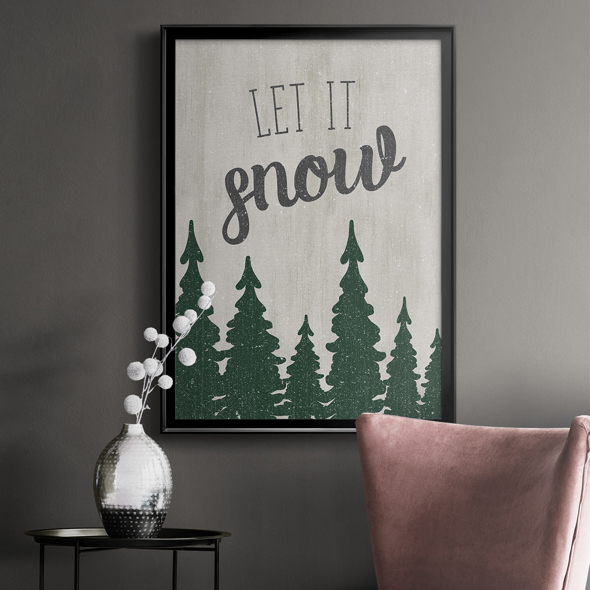 Let It Snow Forest - Modern Framed Canvas Print