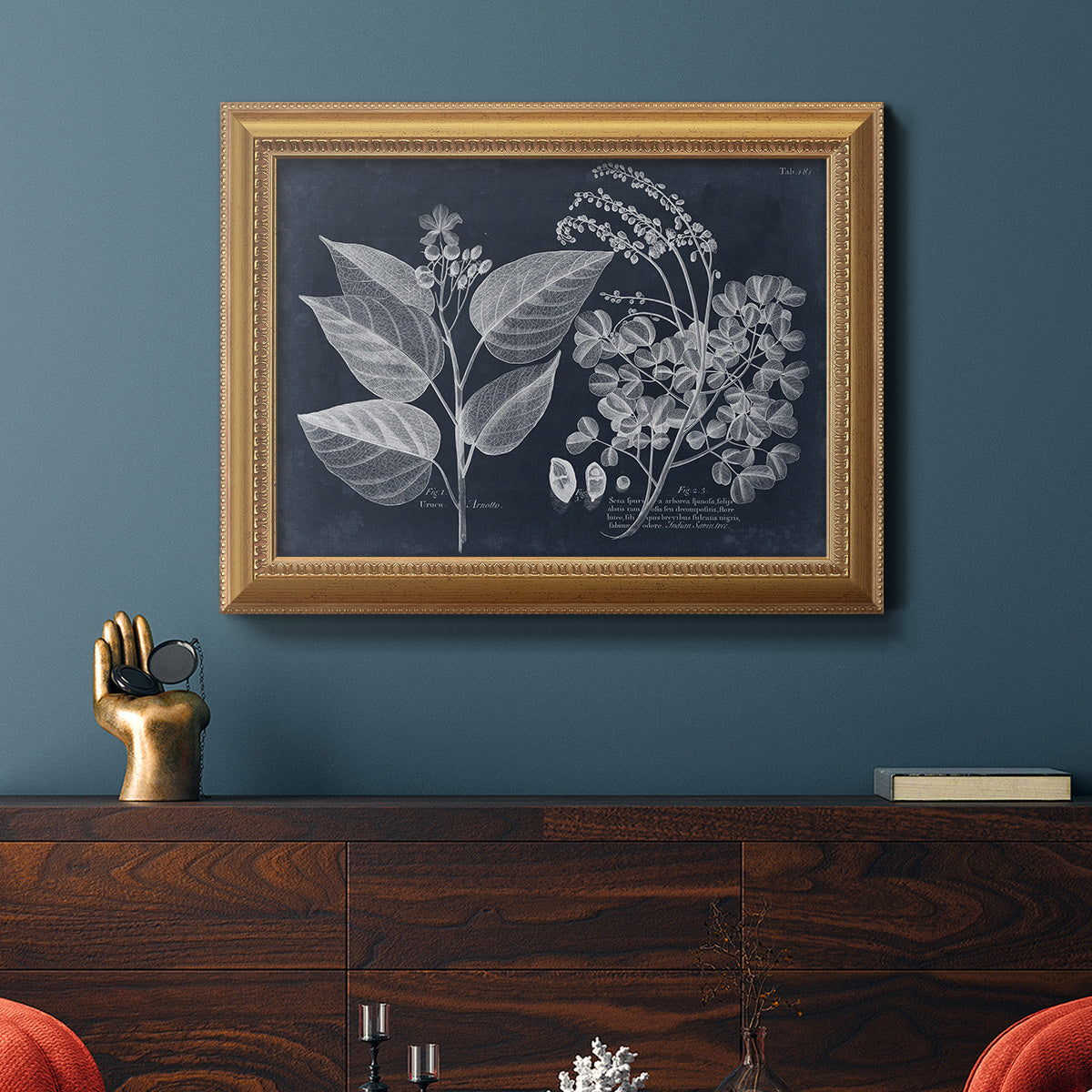 Foliage on Navy III Premium Framed Canvas- Ready to Hang