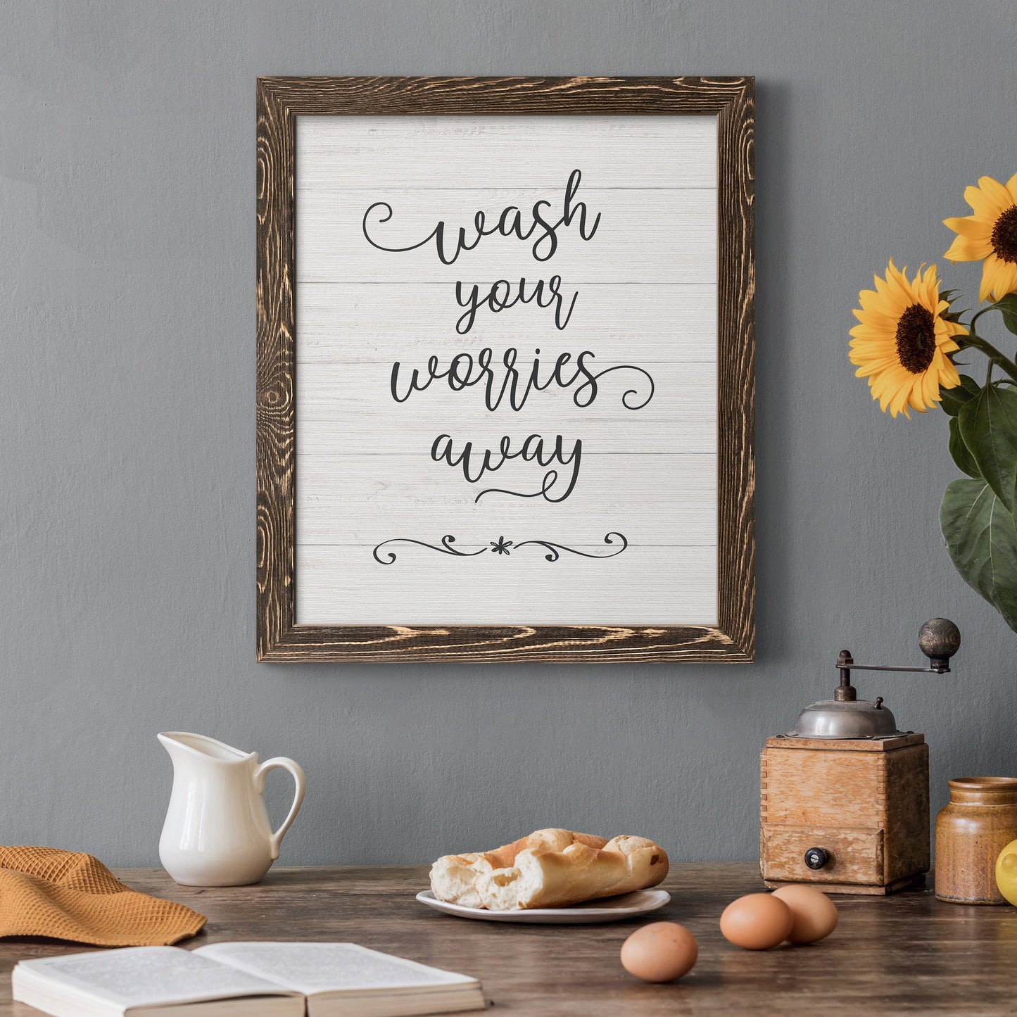 Wash Worries - Premium Canvas Framed in Barnwood - Ready to Hang