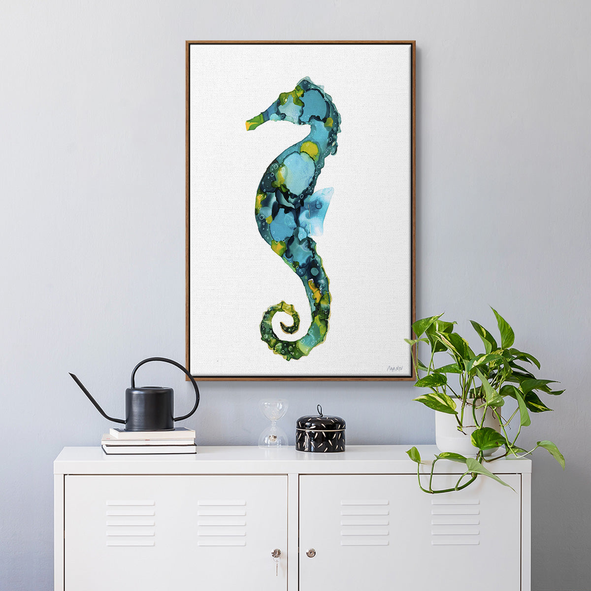 Seahorse Framed Premium Gallery Wrapped Canvas - Ready to Hang