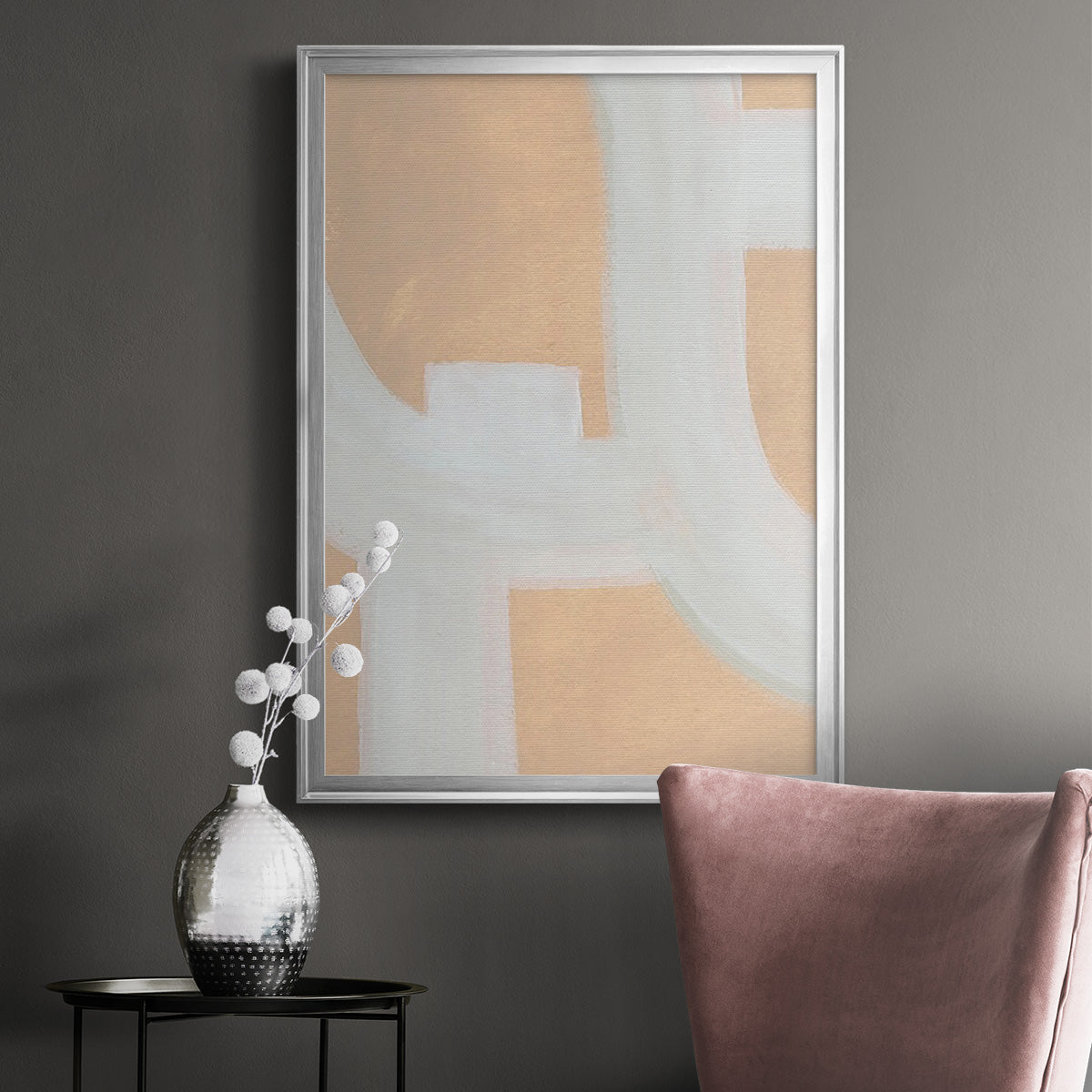 Neutral Winding Paths II - Modern Framed Canvas Print