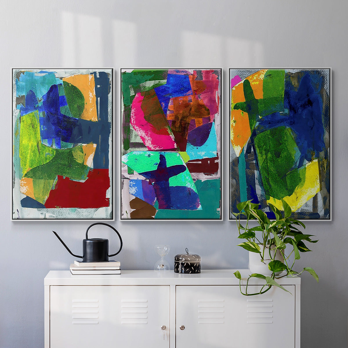 Brights Strokes I - Floater Framed Canvas Set