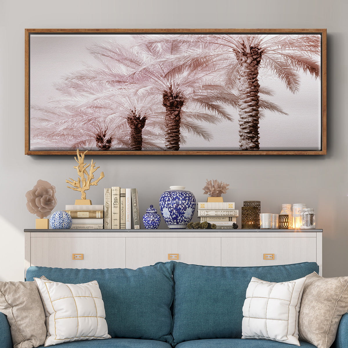 Stately Palms - Floater Framed Canvas Print