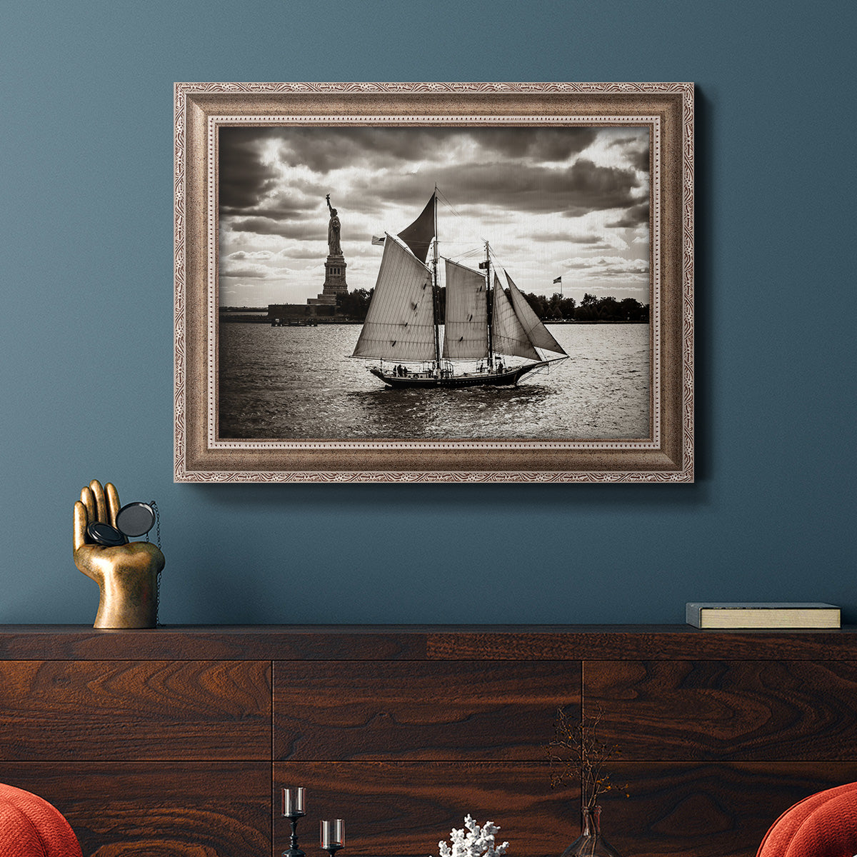 The Clipper & the Liberty Premium Framed Canvas- Ready to Hang