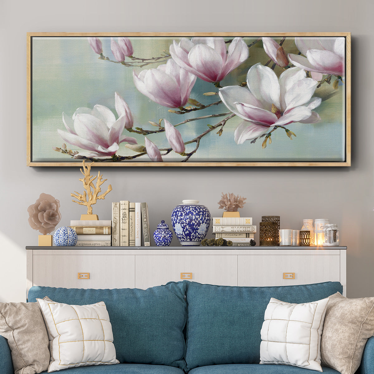 Magnolia Morning - Floater Framed Canvas Print