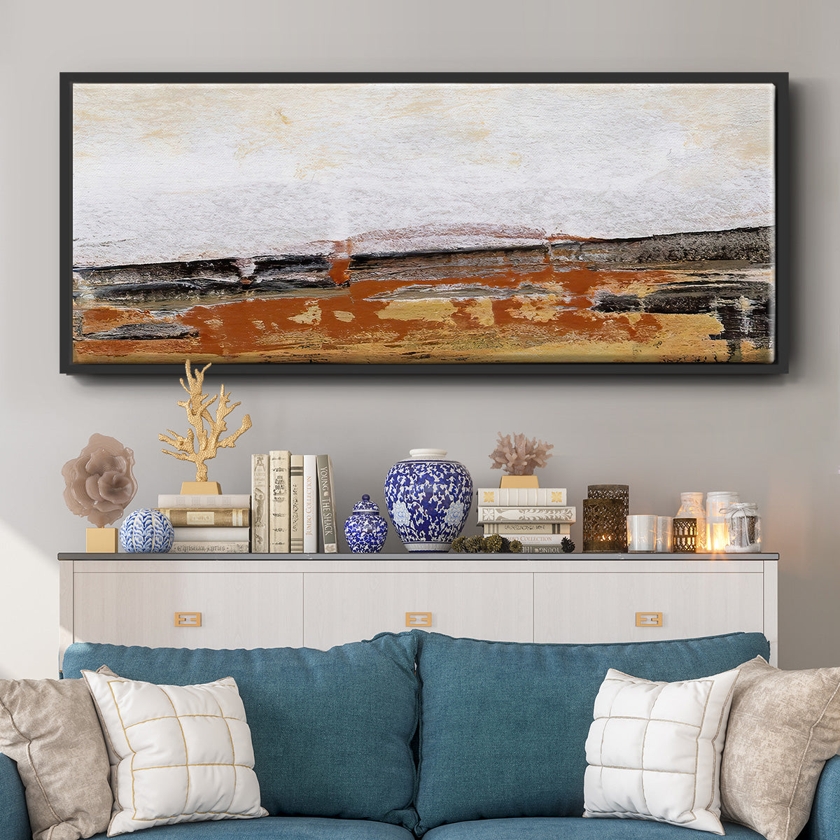 Bridges Ochre III - Floater Framed Canvas Print