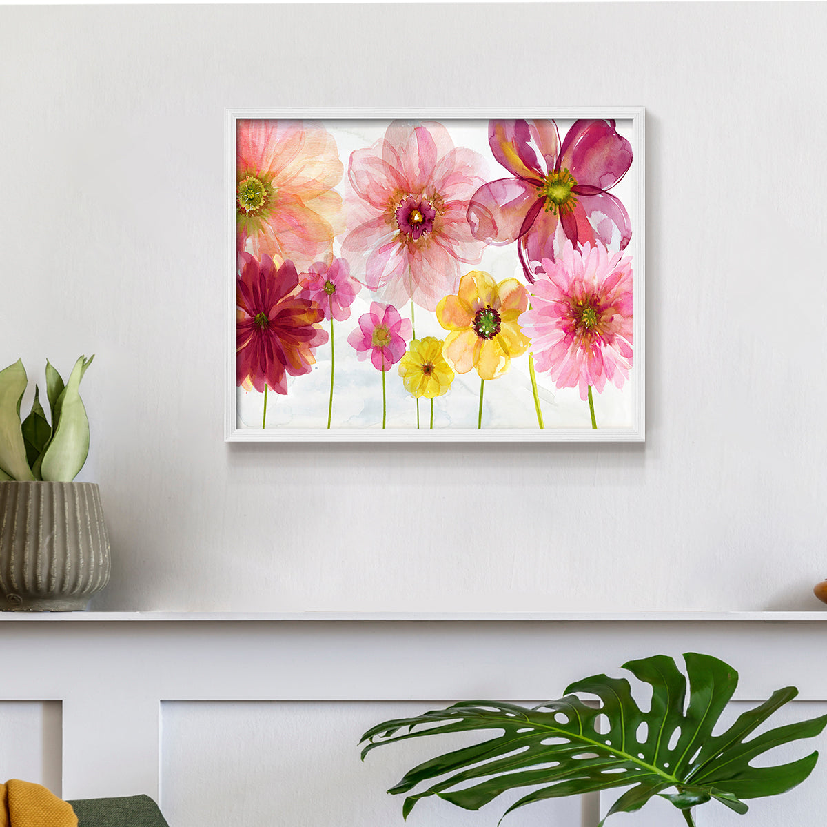 44001,watercolor,flowers,artwork,painting,floral,blossoms,pink,yellow,red,framed,colorful,decorative,nature,home decor,art,petals,garden,creative,mixed media,botanical,aesthetic,bright,beauty,hand-painted,wall art,interior design,cheerful,delicate,modern,flower arrangement,spring,seasonal,floral arrangement,visual art,design,Re-stickable,Text & Numbers