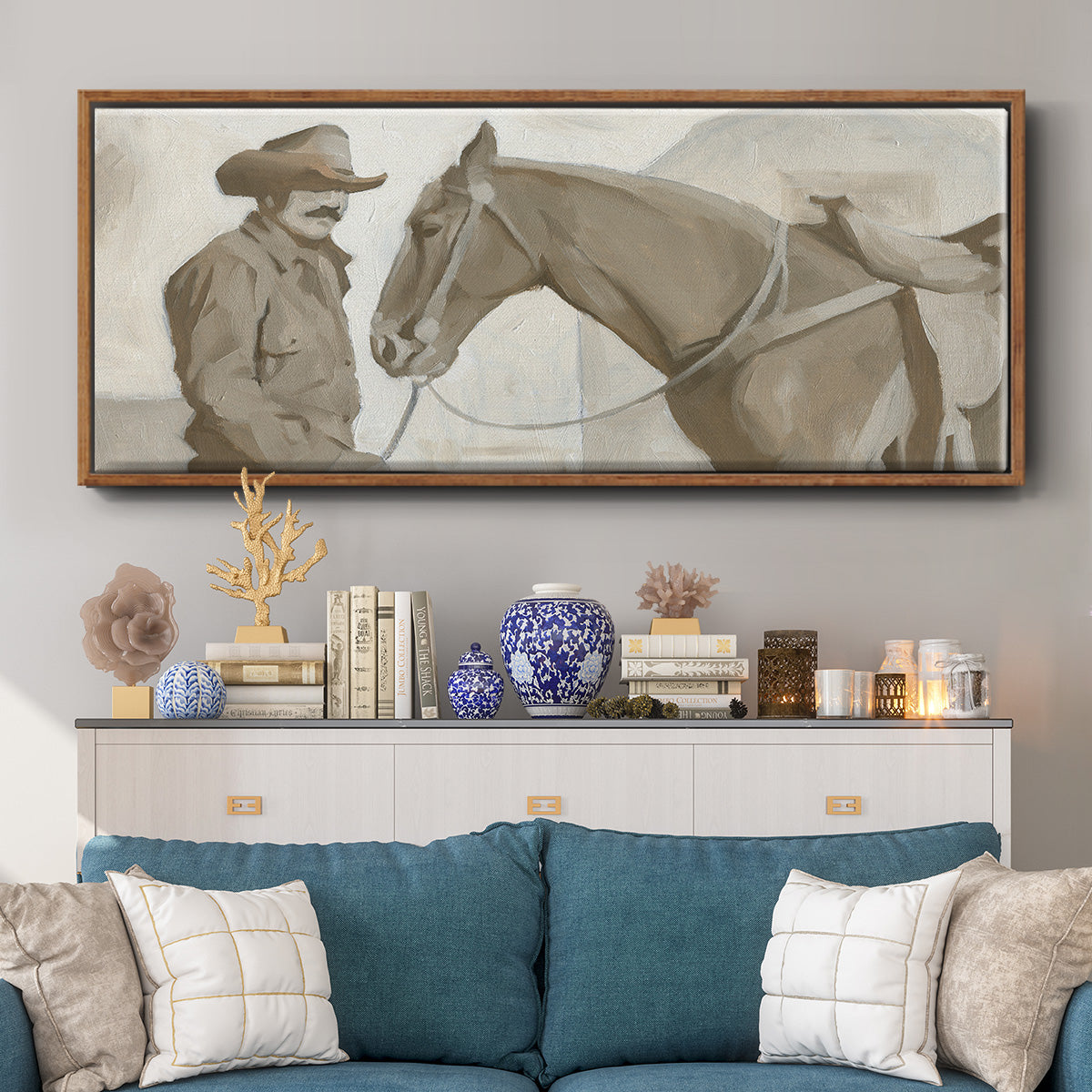 Work Friends II - Floater Framed Canvas Print