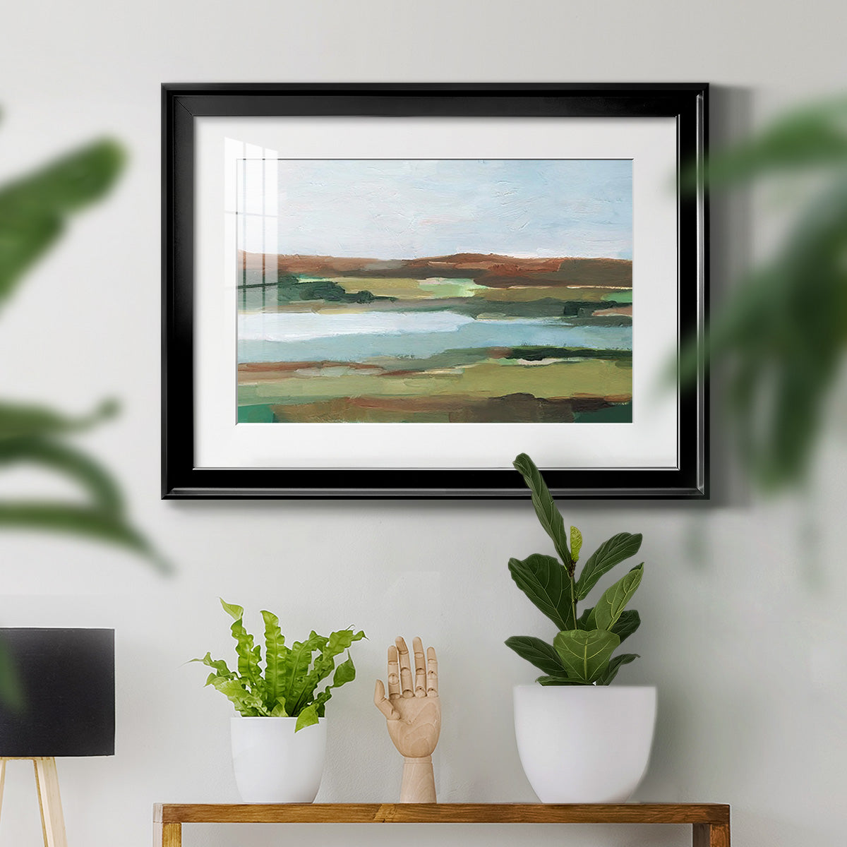 Autumn River Crossing II - Modern Framed Art Print