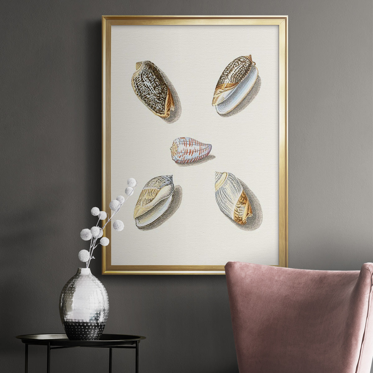 Pastel Knorr Shells III - Modern Framed Canvas Print
