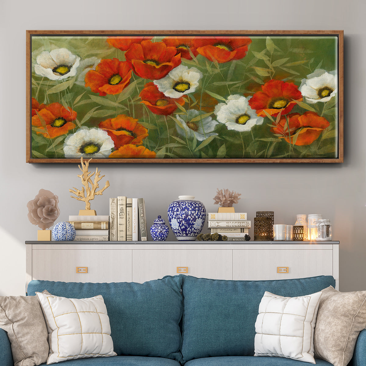 Poppy Symphony - Floater Framed Canvas Print