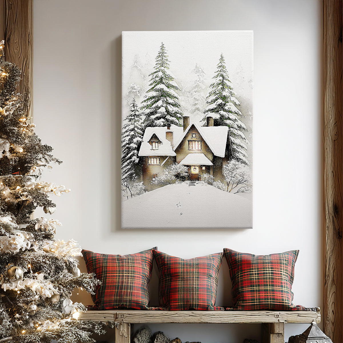 Cottage of Frostlit Whisper - Canvas Art Print