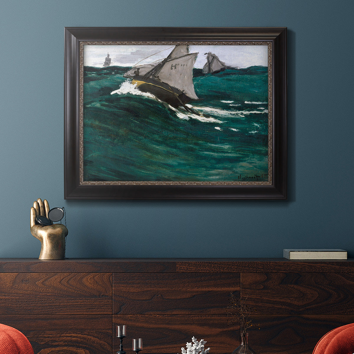 The Green Wave - Ornate Framed Canvas Print
