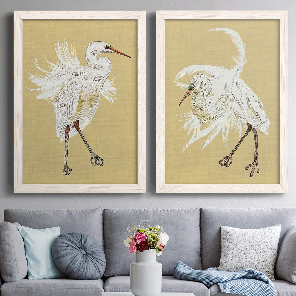 Heron Plumage V - Premium Framed Canvas 2 Piece Set - Ready to Hang