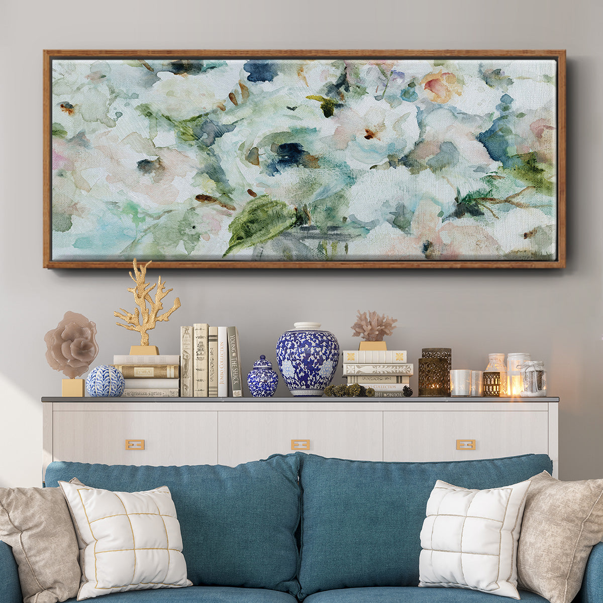Blooming Softly - Floater Framed Canvas Print