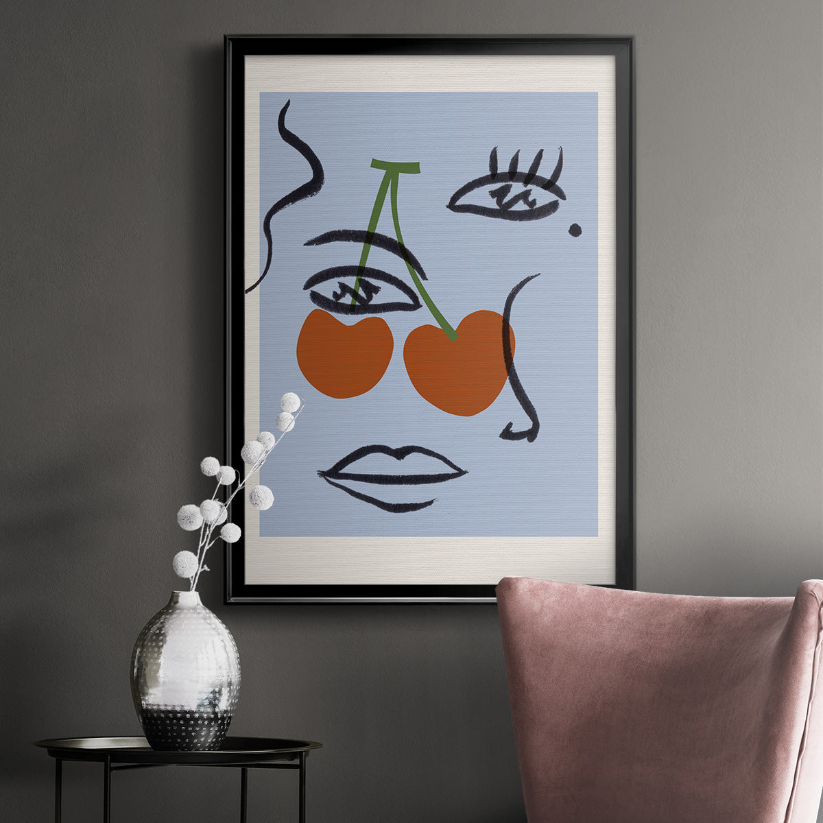Cherry Baby I - Modern Framed Canvas Print