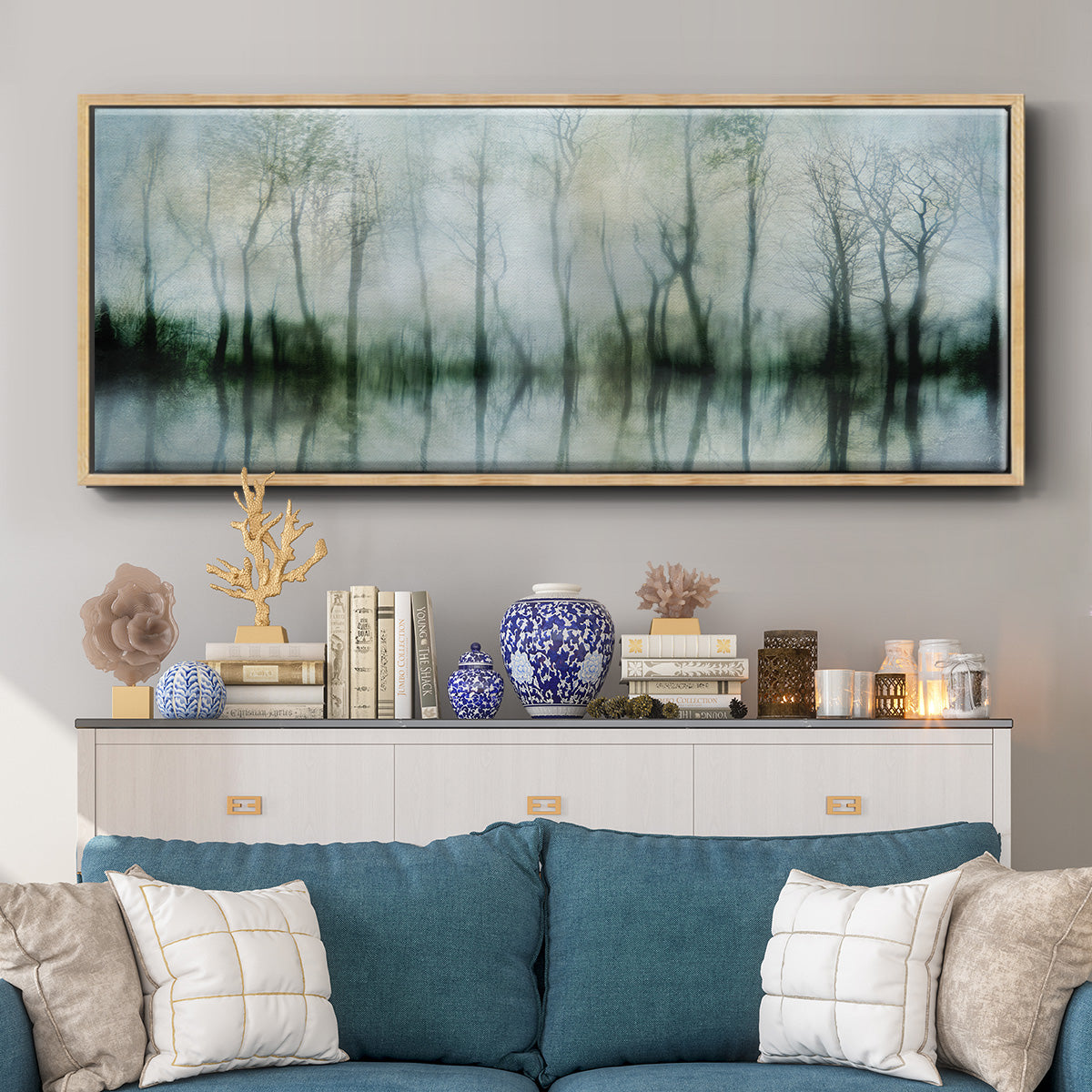 Mirrored Pond - Floater Framed Canvas Print