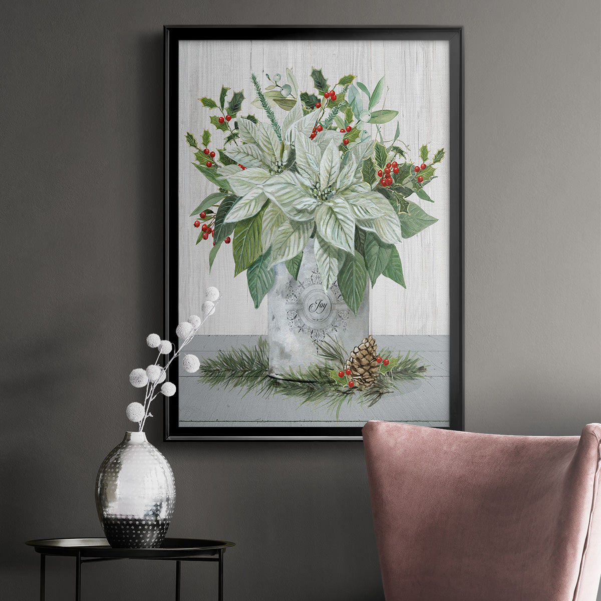 Farmhouse Christmas Joy - Modern Framed Canvas Print