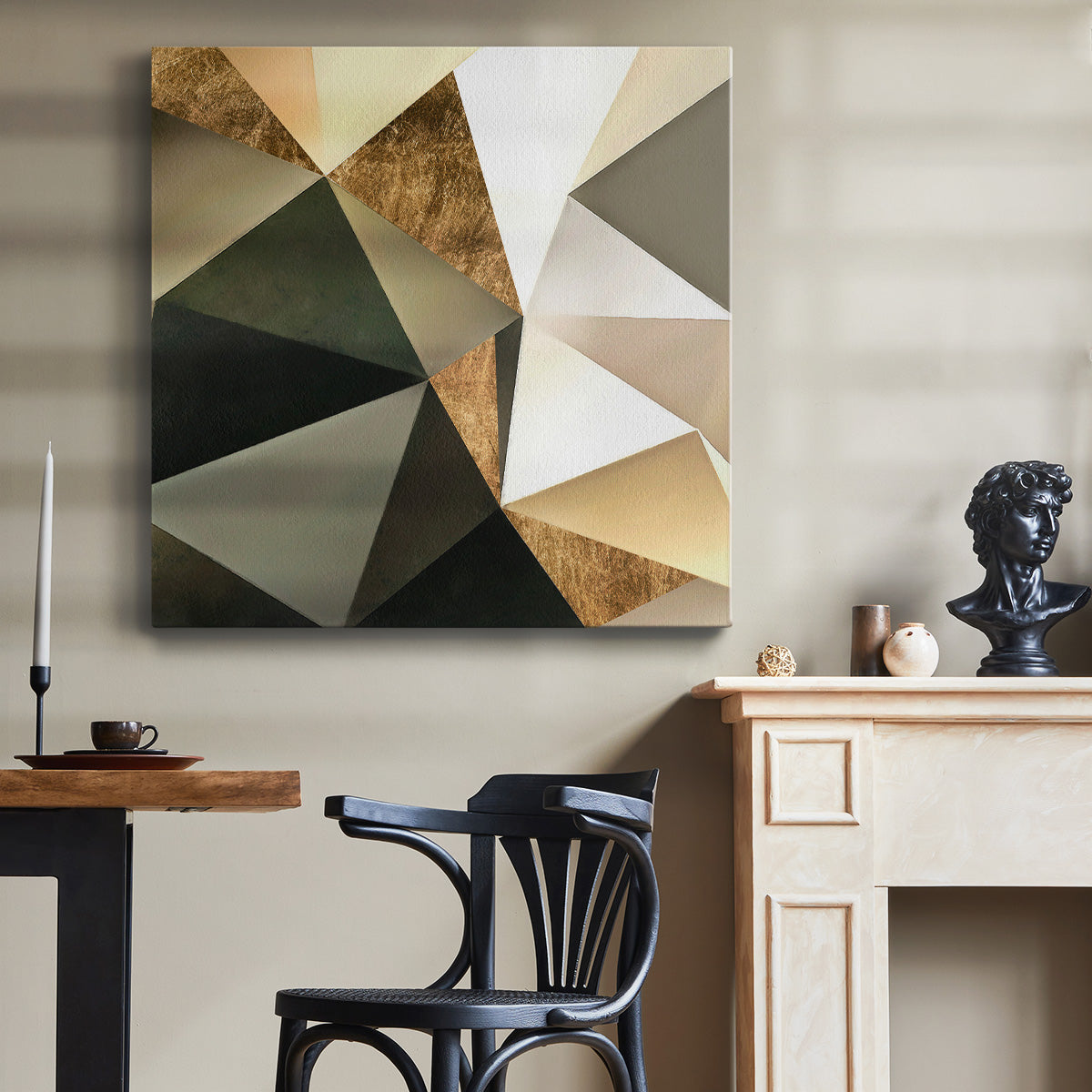 Gold Polygon Wall I - Canvas Art Print