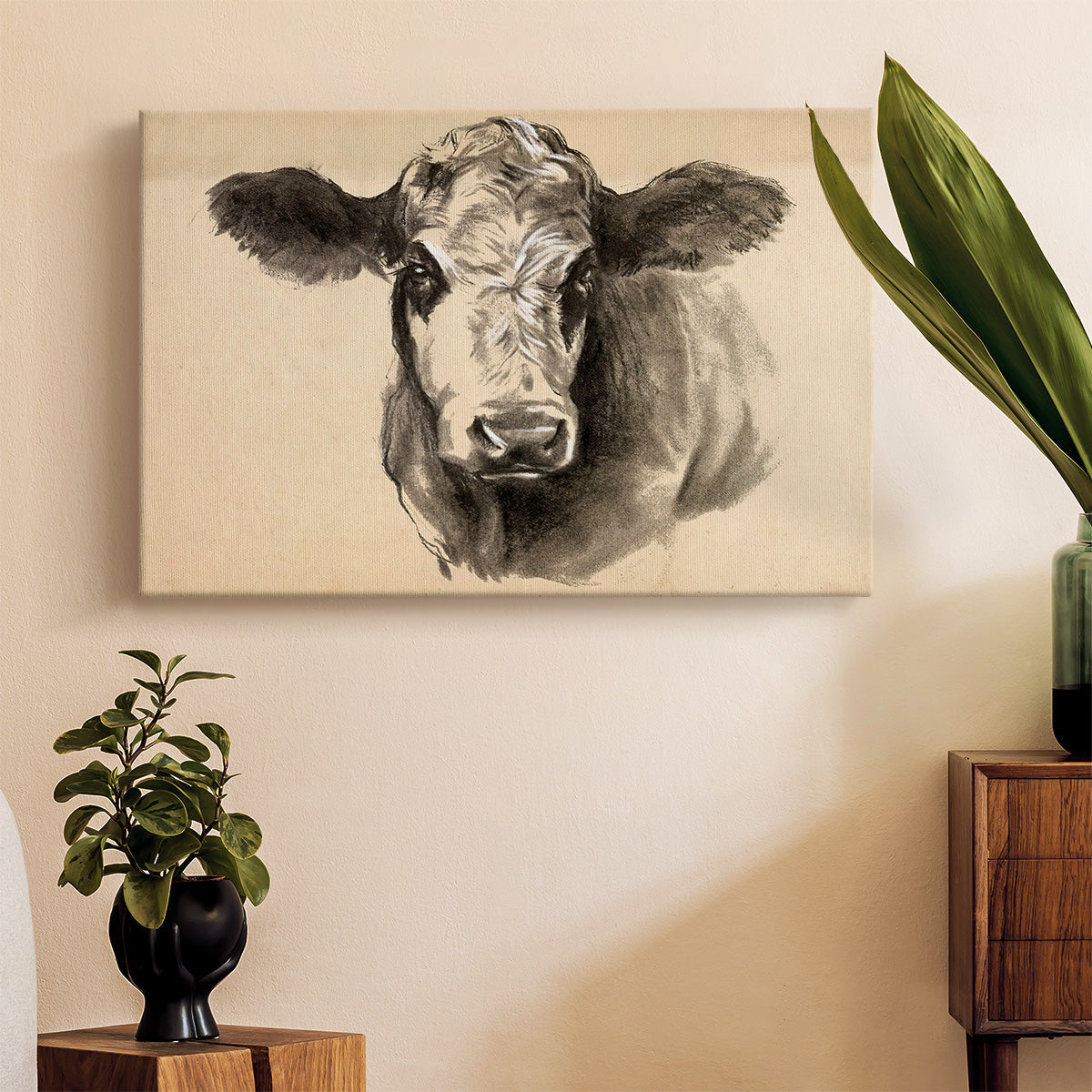 Charcoal Cow I Premium Gallery Wrapped Canvas - Ready to Hang