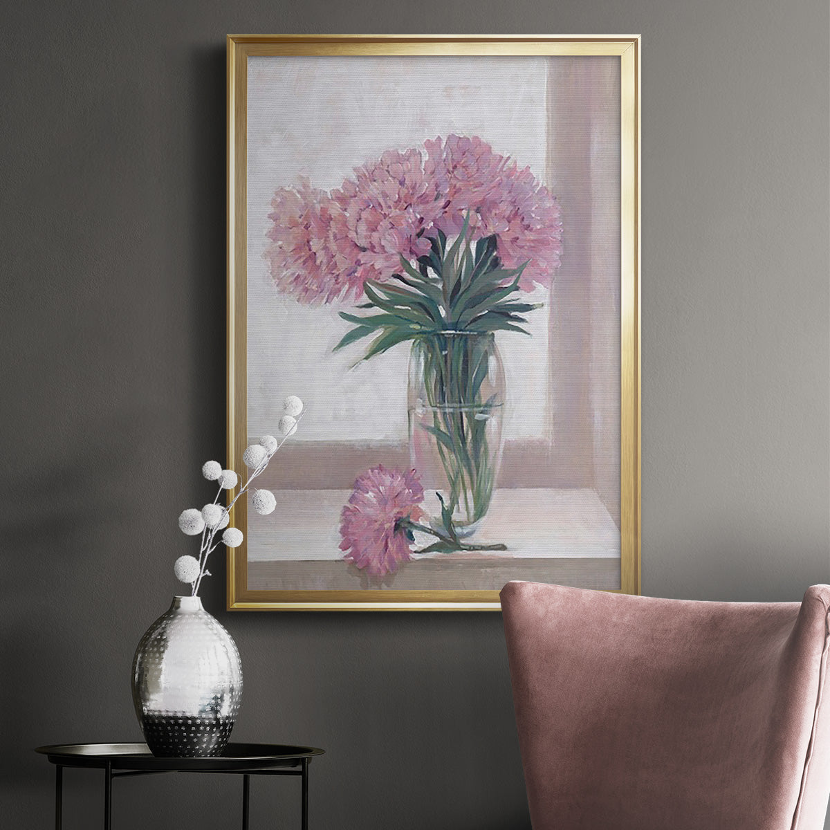 Windowsill Floral I - Modern Framed Canvas Print