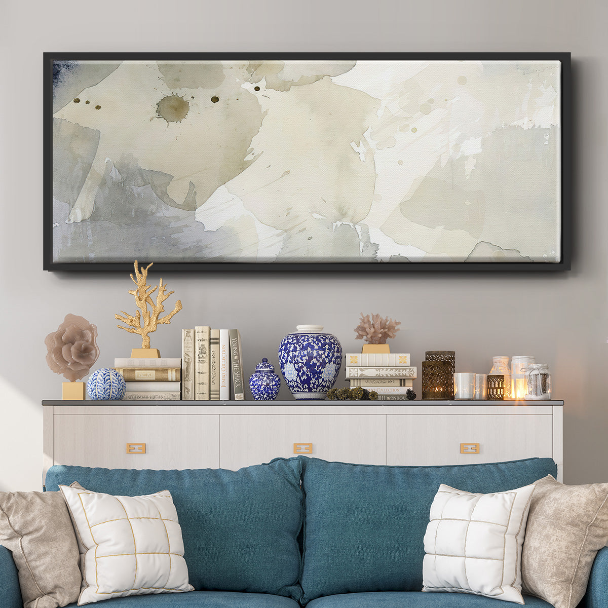 Dried Bergamot in Mist I - Floater Framed Canvas Print