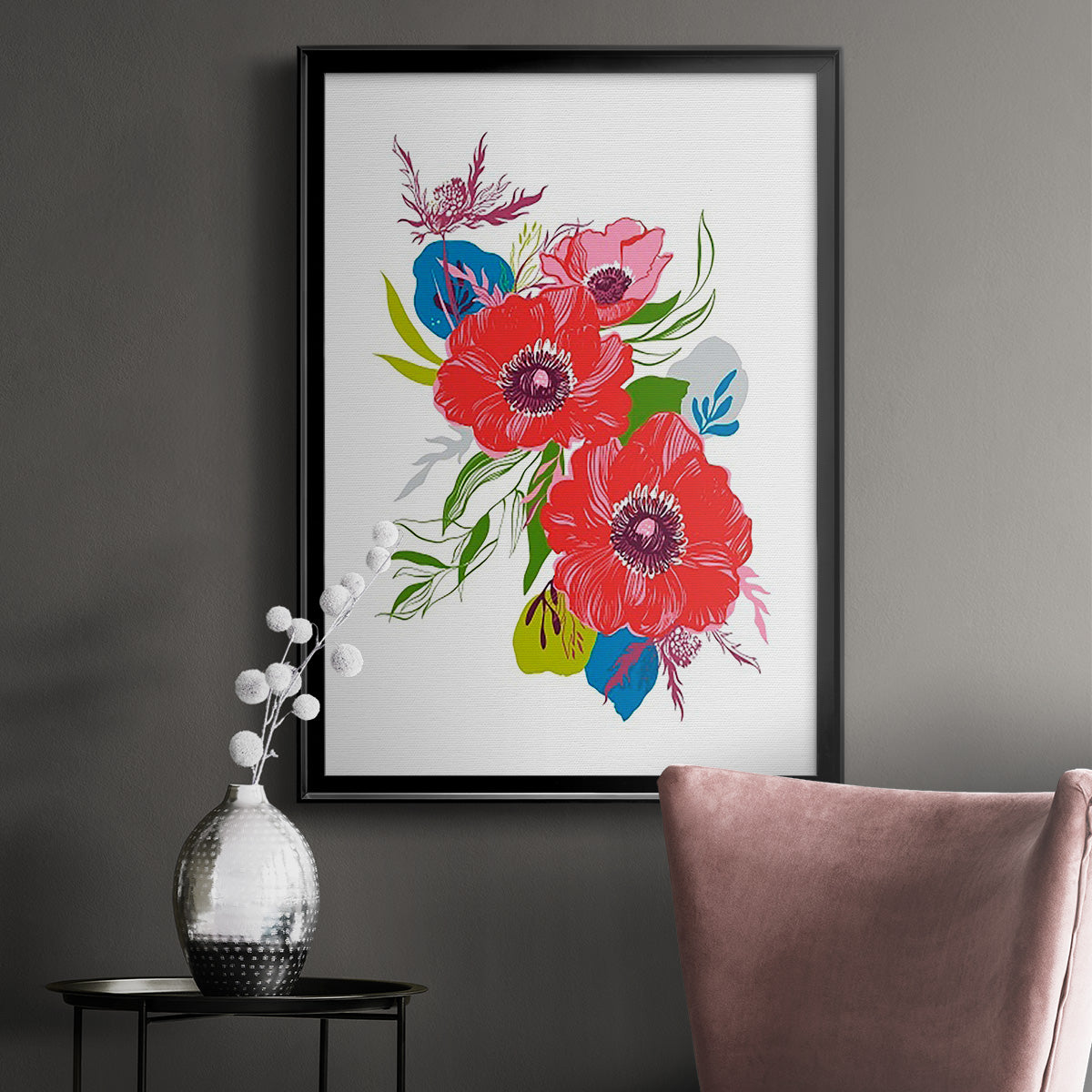 Brilliant Poppies II - Modern Framed Canvas Print