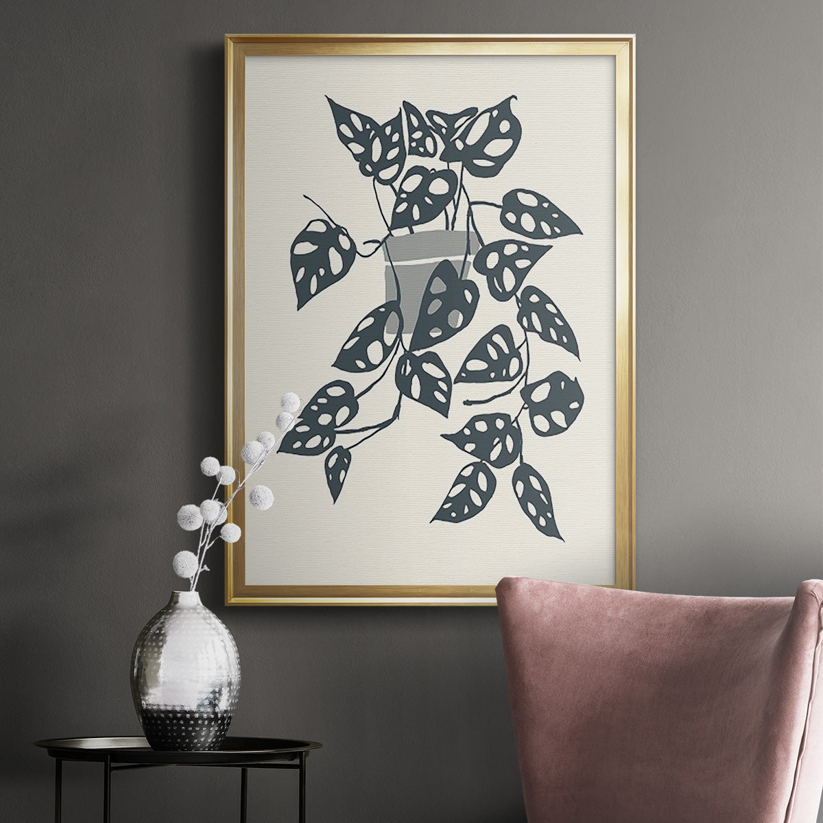 Growing Leaves II - Modern Framed Canvas Print