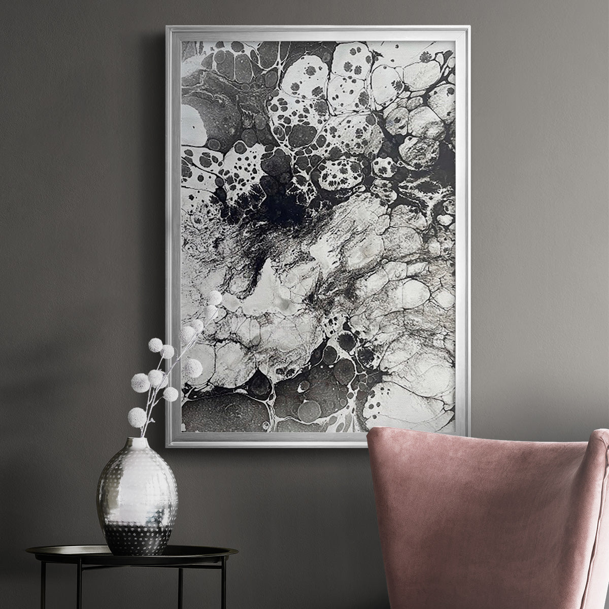 Marbling IX - Modern Framed Canvas Print