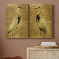 Gold Crane at Dusk I Premium Gallery Wrapped Canvas - Ready to Hang - Set of 2 - 8 x 12 Each