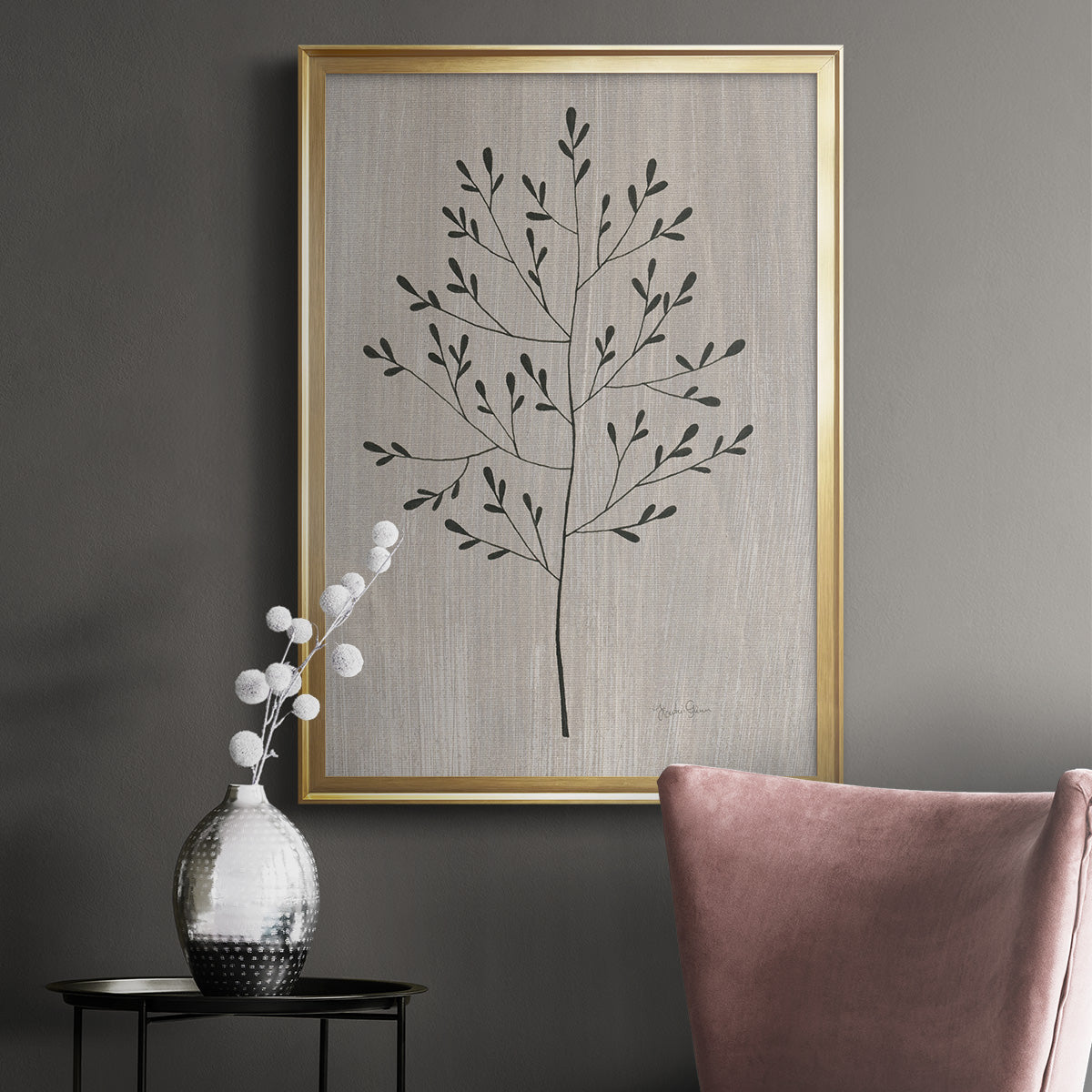 Leaves and Wood II - Modern Framed Canvas Print
