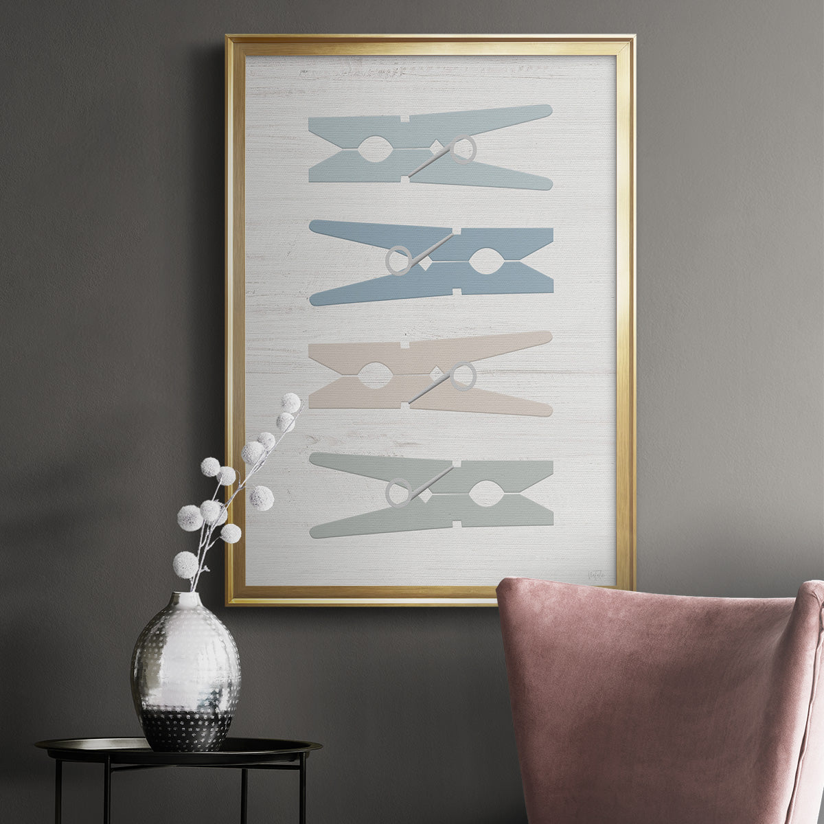 Laundry Pins - Modern Framed Canvas Print
