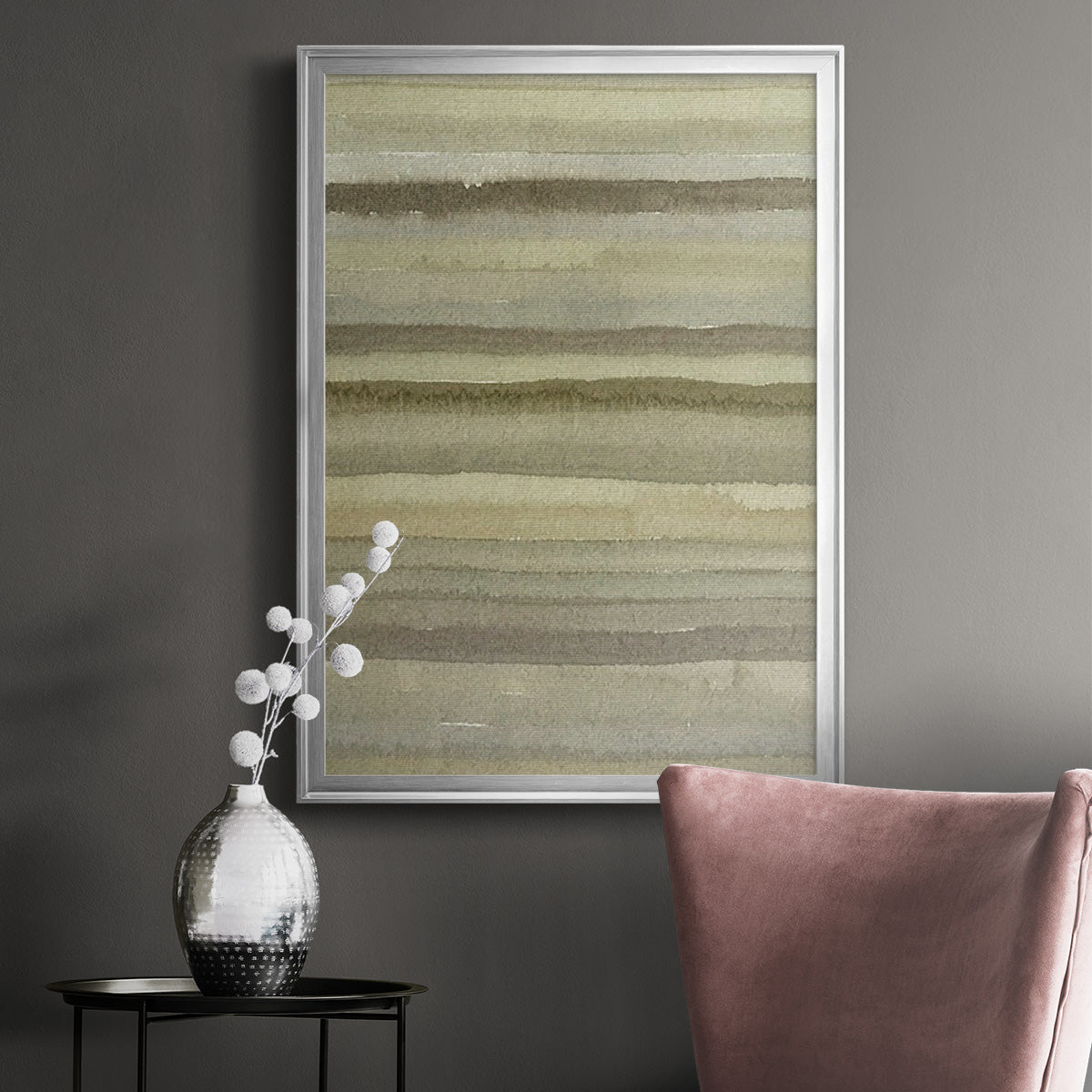 Lines in Neutral II - Modern Framed Canvas Print