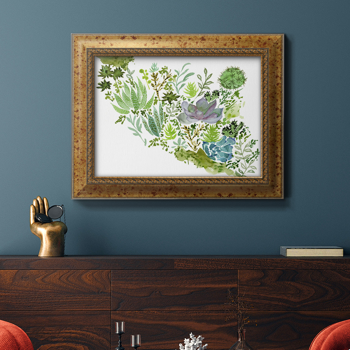 Succulent Field II - Ornate Framed Canvas Print