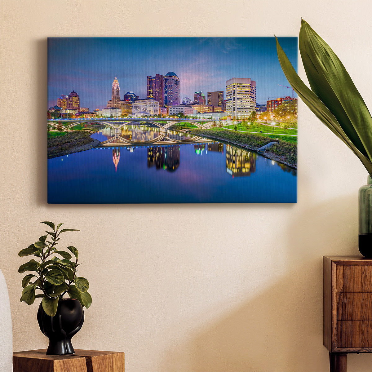 Columbus, Ohio at Night - Canvas Art Print