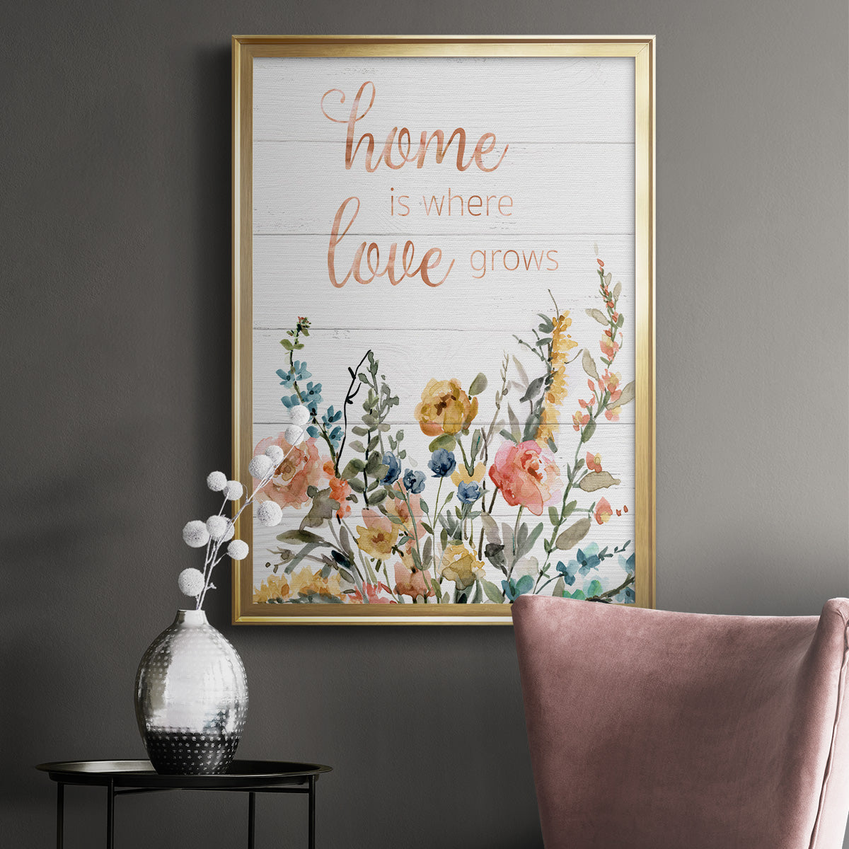 Home is Where Love Grows - Modern Framed Canvas Print