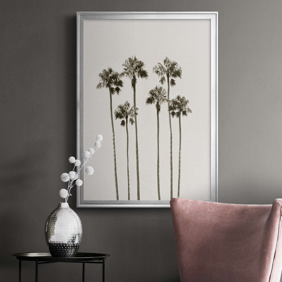 Palm Getaway - Modern Framed Canvas Print