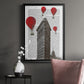 Flat Iron Building and Red Hot Air Balloons - Modern Framed Canvas Print