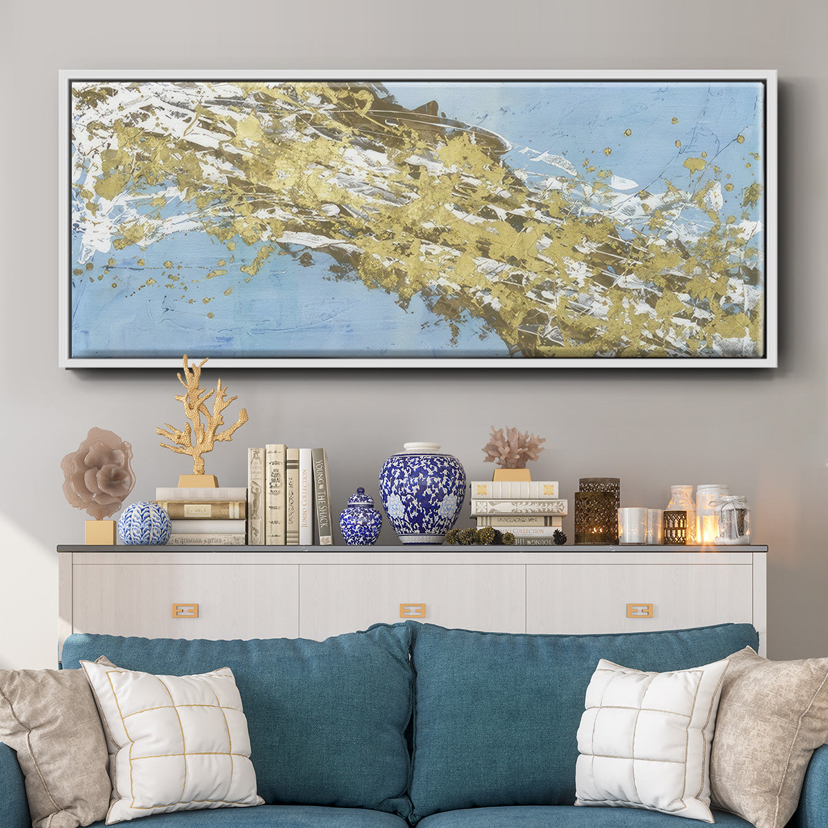 Mistral V in Azure - Floater Framed Canvas Print