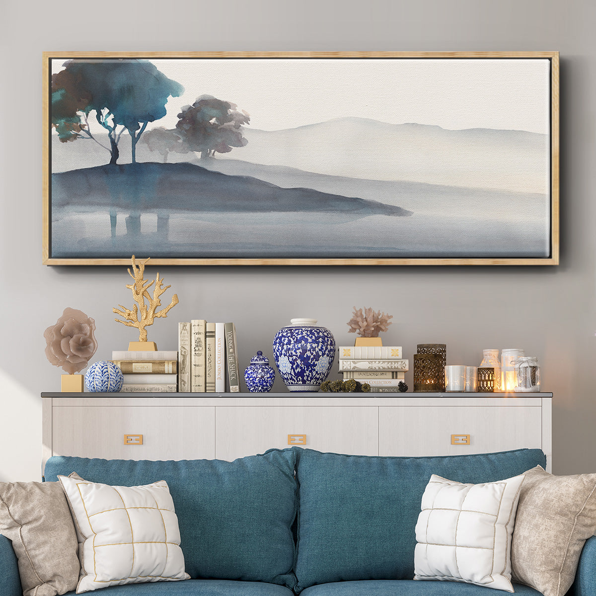 Serene Silhouette I - Floater Framed Canvas Print