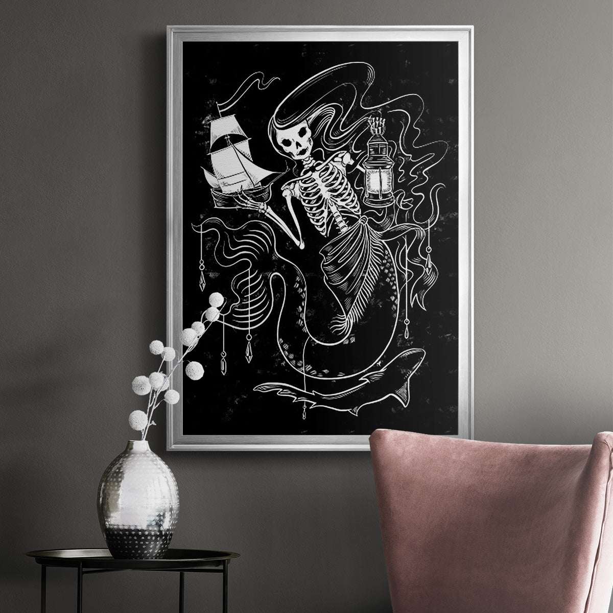 Pirate Mermaids I - Modern Framed Canvas Print